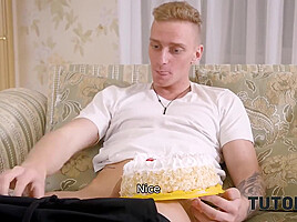 A Cake With Whipped Cream And A Huge Cock