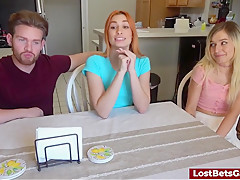 A Horny Redhead And Her Small Tits Friend In A Wild Strip Game