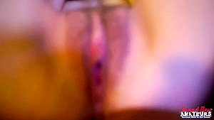 A busty blonde is horny in this pov video