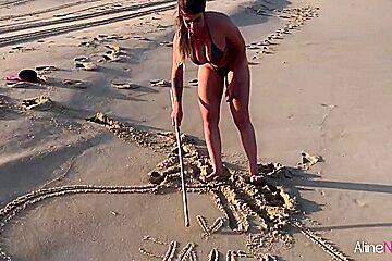Aline Novak - Blonde Girl On The Beach Having Sex With Her Fan 8 Min