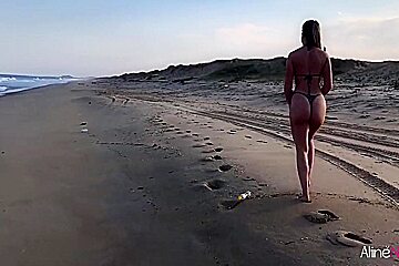 Aline Novak - Blonde Girl On The Beach Having Sex With Her Fan 8 Min