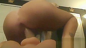 Amateur blonde with big tits fucks a dildo