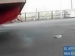 Amateur humped from behind in public video