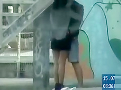 Amateur humped from behind in public video