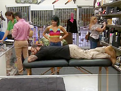 Asian pawns her massage table then pounded by pawn dude