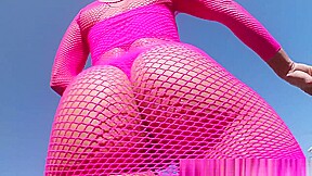 Ass Traffic Pink bubble butt fishnet cutie gapes wide for themThe round bub