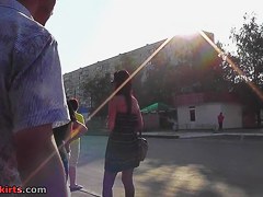 Astounding summer suit upskirt