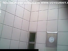Attractive Blond Peeing on Highway Toilet - 2 views