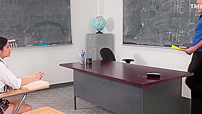 Audrey Noir and Rose Darling drilled by horny teacher