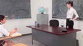 Audrey Noir and Rose Darling drilled by horny teacher