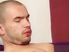 Bald twink Steven cums on his pantyhose nylons