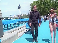 Bare ass babe disgraced in public cafes