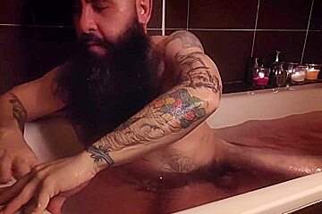 Bearded Guy In The Bathtub 1 (feet, Hairy Armpits And Hairy Cock)