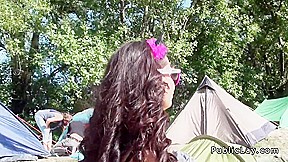 Beautiful amateur fuck at music festival POv in public