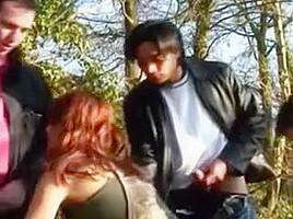 Beautiful french babe gets fucked by two men
