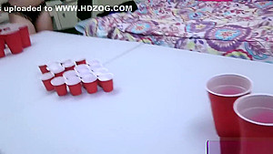 Beer Pong Besties goes on feeding with two studs big cocks deep throat