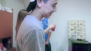 Beer Pong Besties goes on feeding with two studs big cocks deep throat