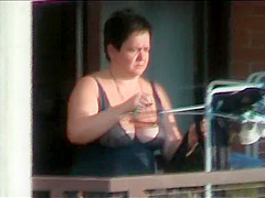 Big Tit Neighbor on balcony