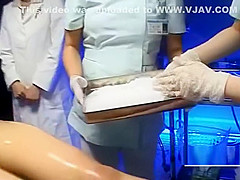 Bizarre Japanese medical exam with nude female patient