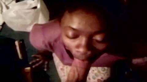 Black Ebony Gives A Great Blowjob To A Huge White Cock