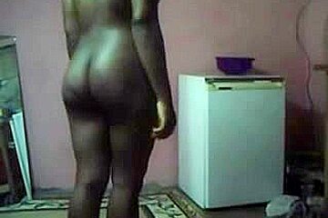 Black girlfriend undressed and stripping on camera