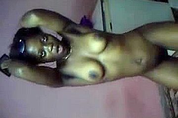 Black girlfriend undressed and stripping on camera