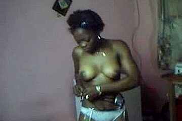 Black girlfriend undressed and stripping on camera