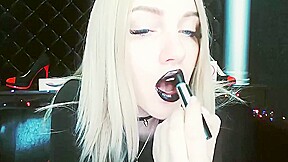 Black lipstick and feet teasing