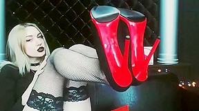 Black lipstick and feet teasing
