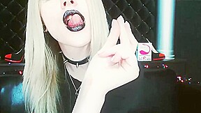 Black lipstick and feet teasing