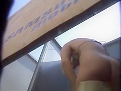 Blond girl in the locker room