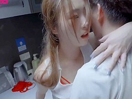 Blonde Cute Asian Wife With Big Natural Tits And Big Butts Sucking The Big Cock
