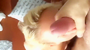 Blonde Slut Wife sucks and rides cock for facial