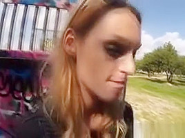 Blonde Sucks Outdoors