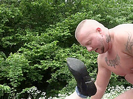 Blonde Sucks Two Cocks Then Gets Fucked To Cumshot In The Bushes - DeutscheOmas