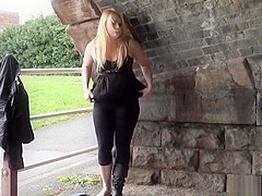 Blonde babe Sophie Keagan public flashing and upskirt