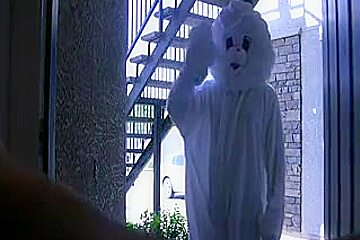 Blonde honey with big tite gets fucked by a bunny man