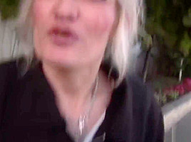 Blonde mature sucks & fucks outdoors