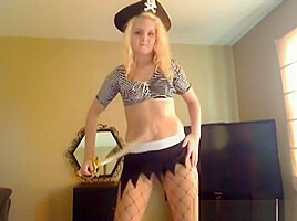 Blonde pirate girl teasing dance