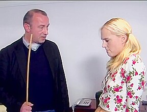 Blonde spanked and caned