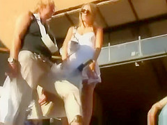 Blonde tourist chick upskirt