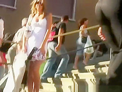 Blonde tourist chick upskirt