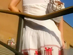 Blonde tourist chick upskirt