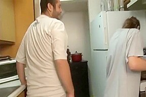 Blowjob in the kitchen