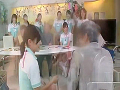 Bottomless Japanese nurse sixtynine blowjob in public