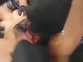 Bound Oriental woman given intense hands free orgasms with sex toys