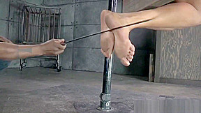Bound black sub in yoke toyed as punishment