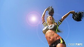 Busty Blonde Cheerleader Honey Blossom Seduces Quarterback Charles Dera With Shaved Pussy