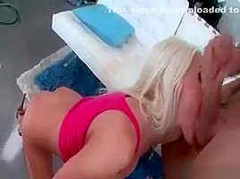 Busty Blonde Slut Gets Horny Sucking