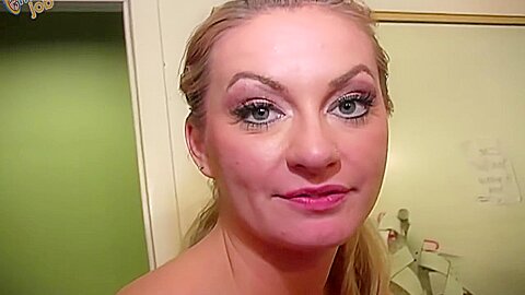Busty Blonde Stripper Aline Decided To Make A Hand Job Video!